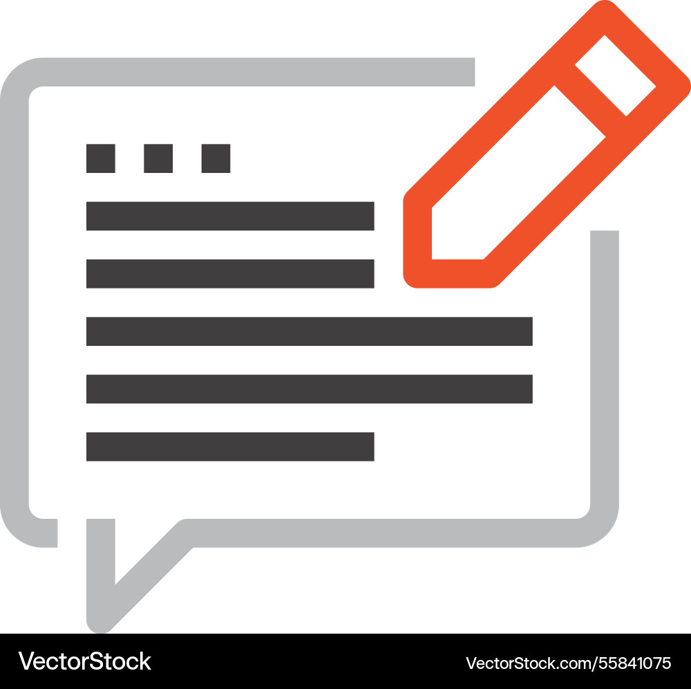 Message bubble flat line web icon concept Vector Image