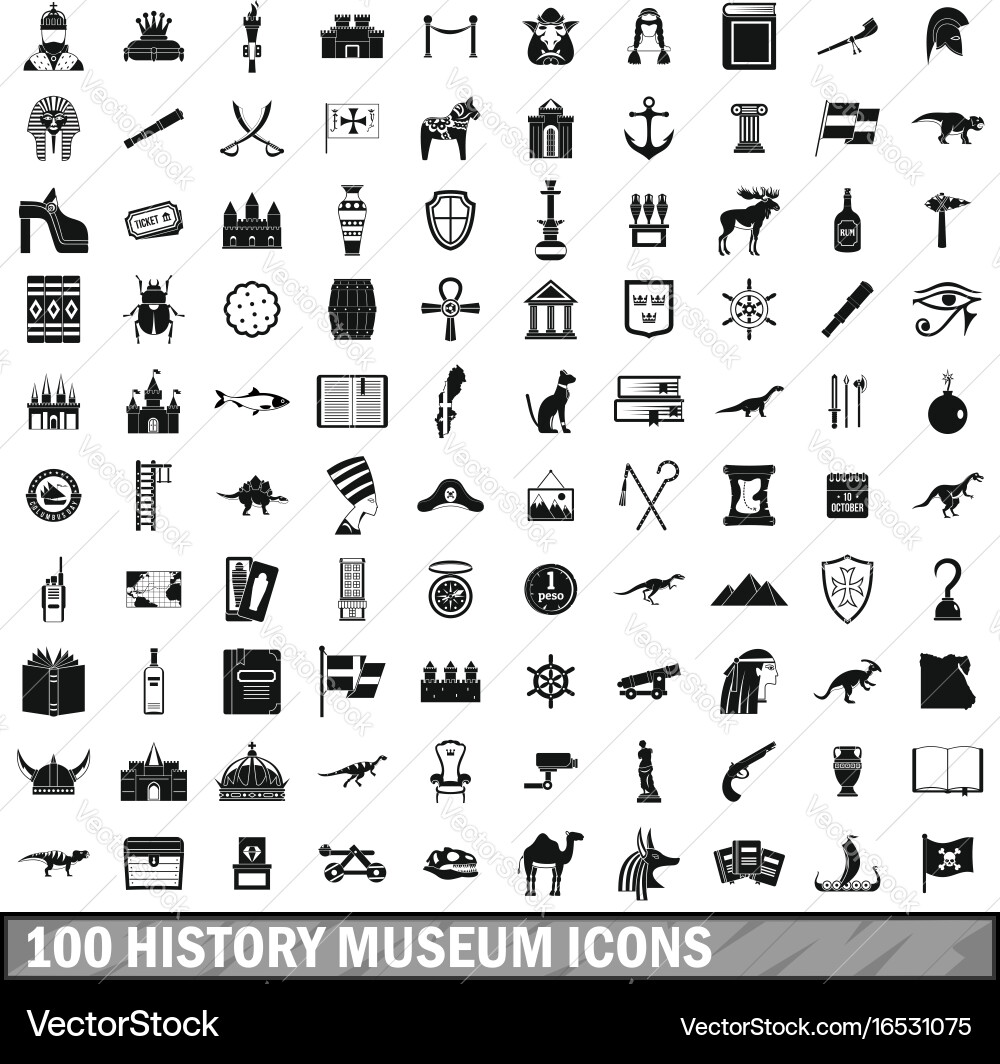 Museum Icon Set - Historical Symbols – Royalty-Free Vector | VectorStock, image size:1000x1064