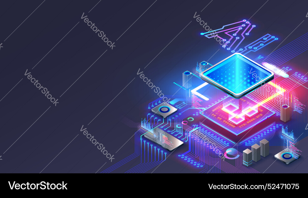 Processor with integration ai letters on chip Processor with integration ai letters on chip vector image