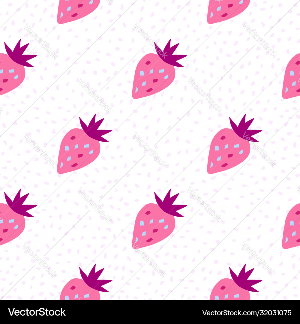 Random strawberries seamless pattern on dots vector image