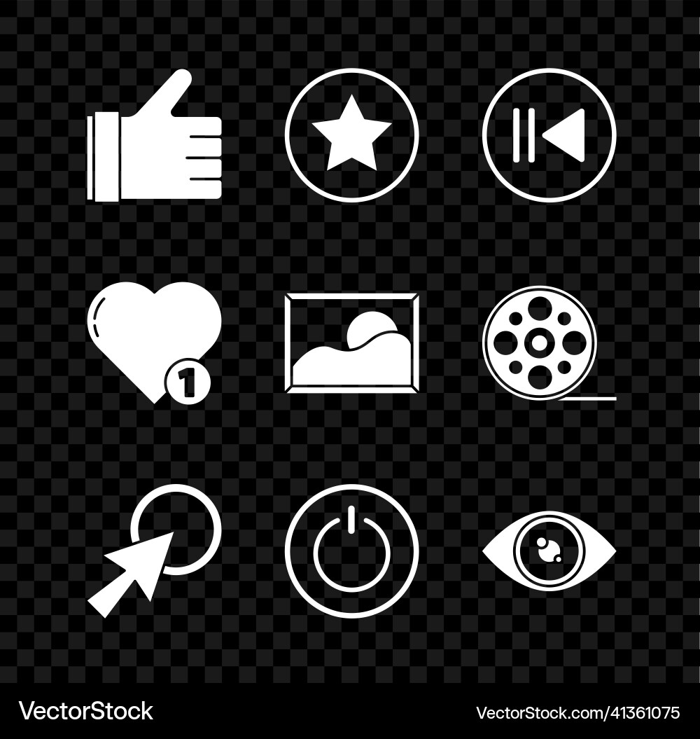Set hand like star rewind arrow cursor power Vector Image