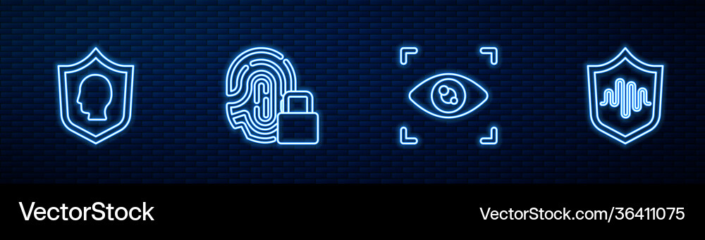 Set line eye scan user protection fingerprint Set line eye scan user protection fingerprint vector image
