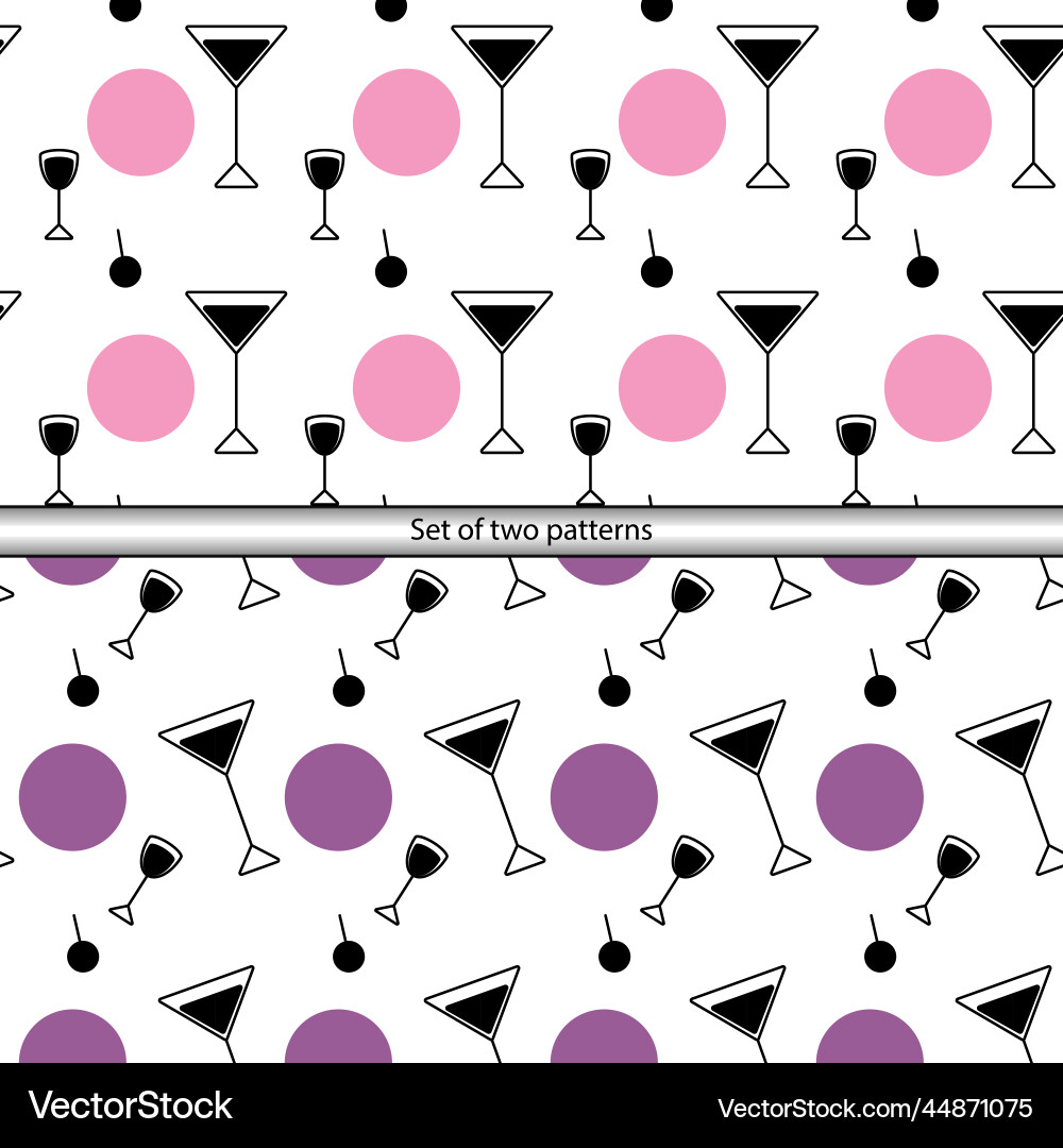 Set of 2 abstract endless patterns from glasses vector image