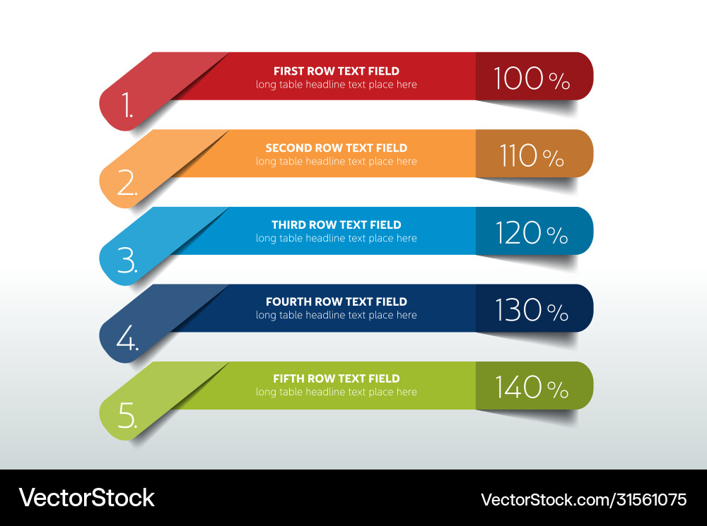Table schedule design template with 5 row banner Table schedule design template with 5 row banner vector image