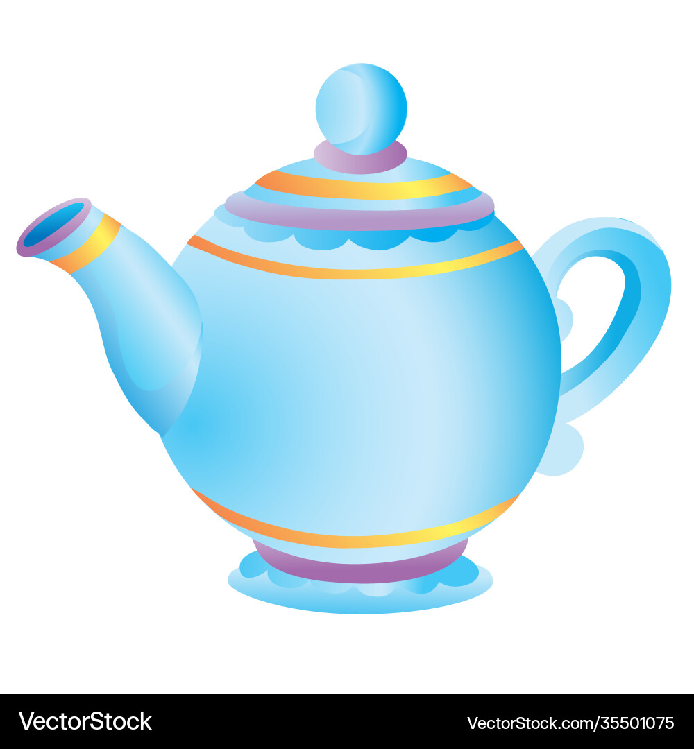 Teapot in blue color isolated object on white Teapot in blue color isolated object on white vector image