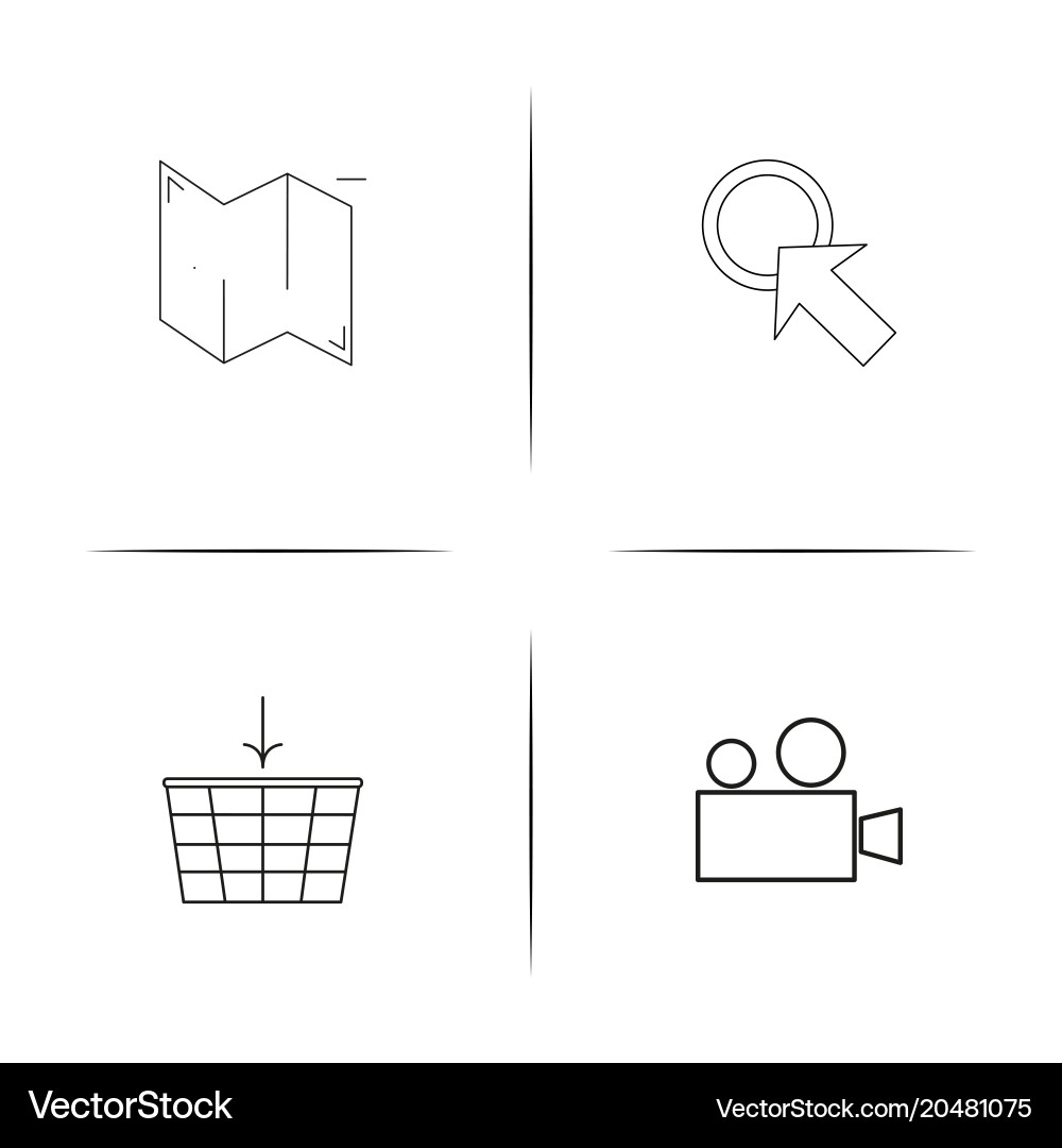 User interface simple linear icons set outlined vector image