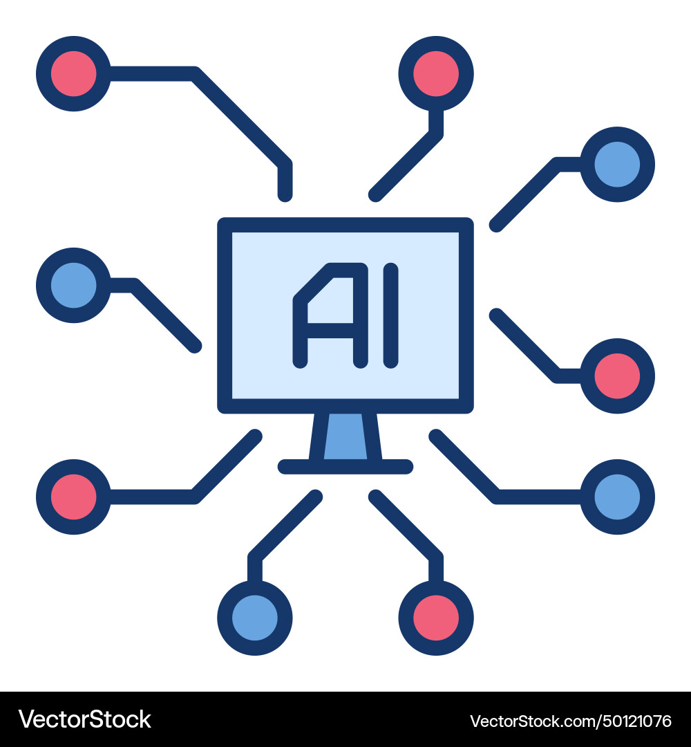 Artificial intelligence with pc ai on screen vector image