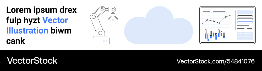 Automation robot arm cloud and data analytics Automation robot arm cloud and data analytics vector image