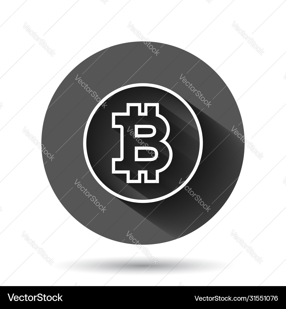 Bitcoin icon in flat style blockchain on black Bitcoin icon in flat style blockchain on black vector image