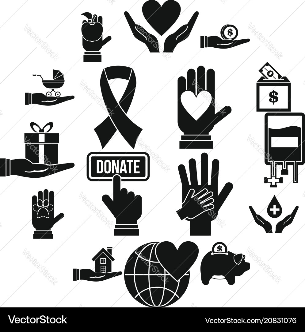 Charity icons set flat style Charity icons set flat style vector image