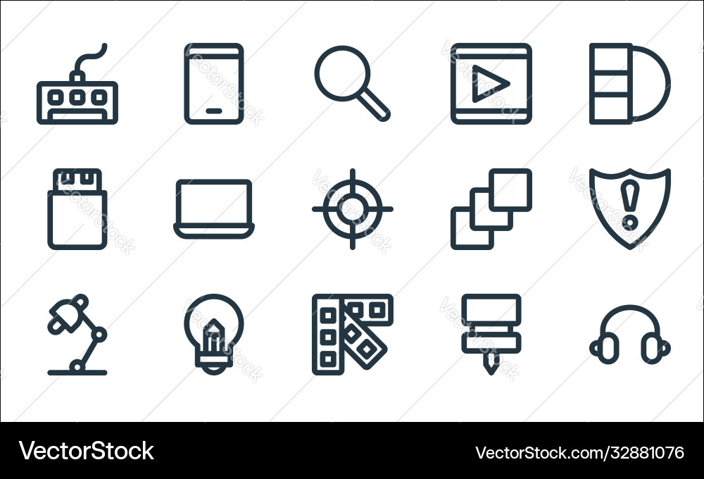 Graphic design line icons linear set quality Graphic design line icons linear set quality vector image
