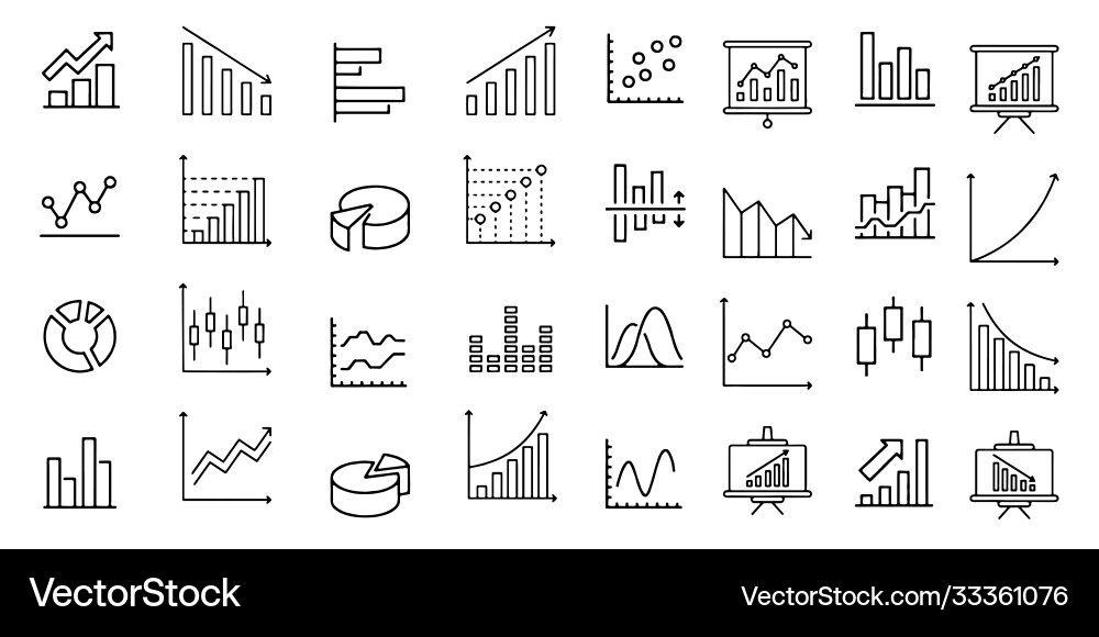 Growth graph icon set Vector Image