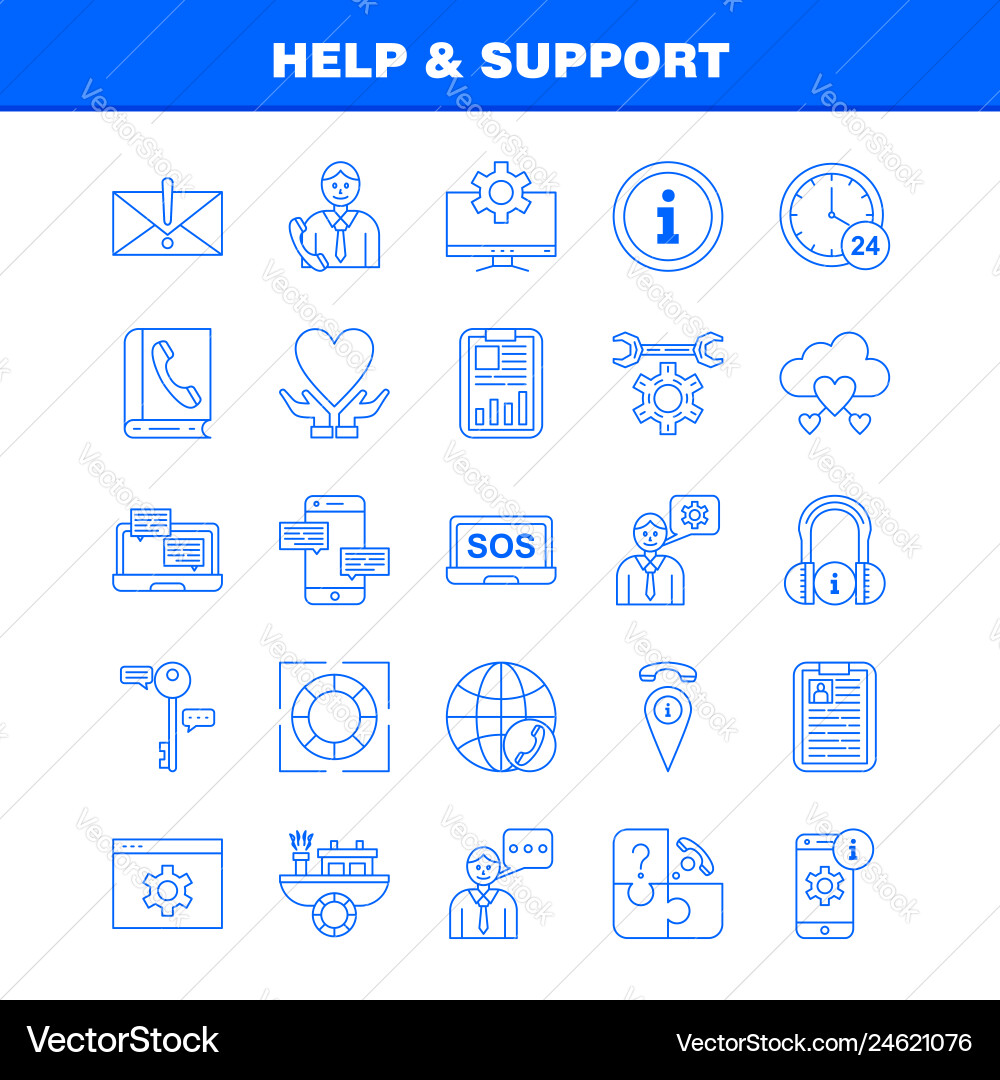 Help and support line icon for web print Help and support line icon for web print vector image