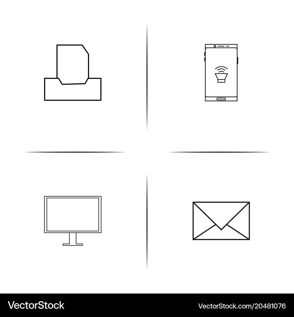 Internet of things simple linear icons set vector image