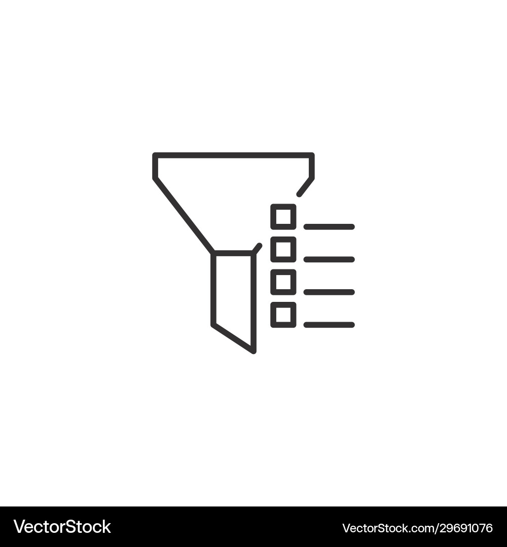 Line filter and sorting icon on white background Line filter and sorting icon on white background vector image