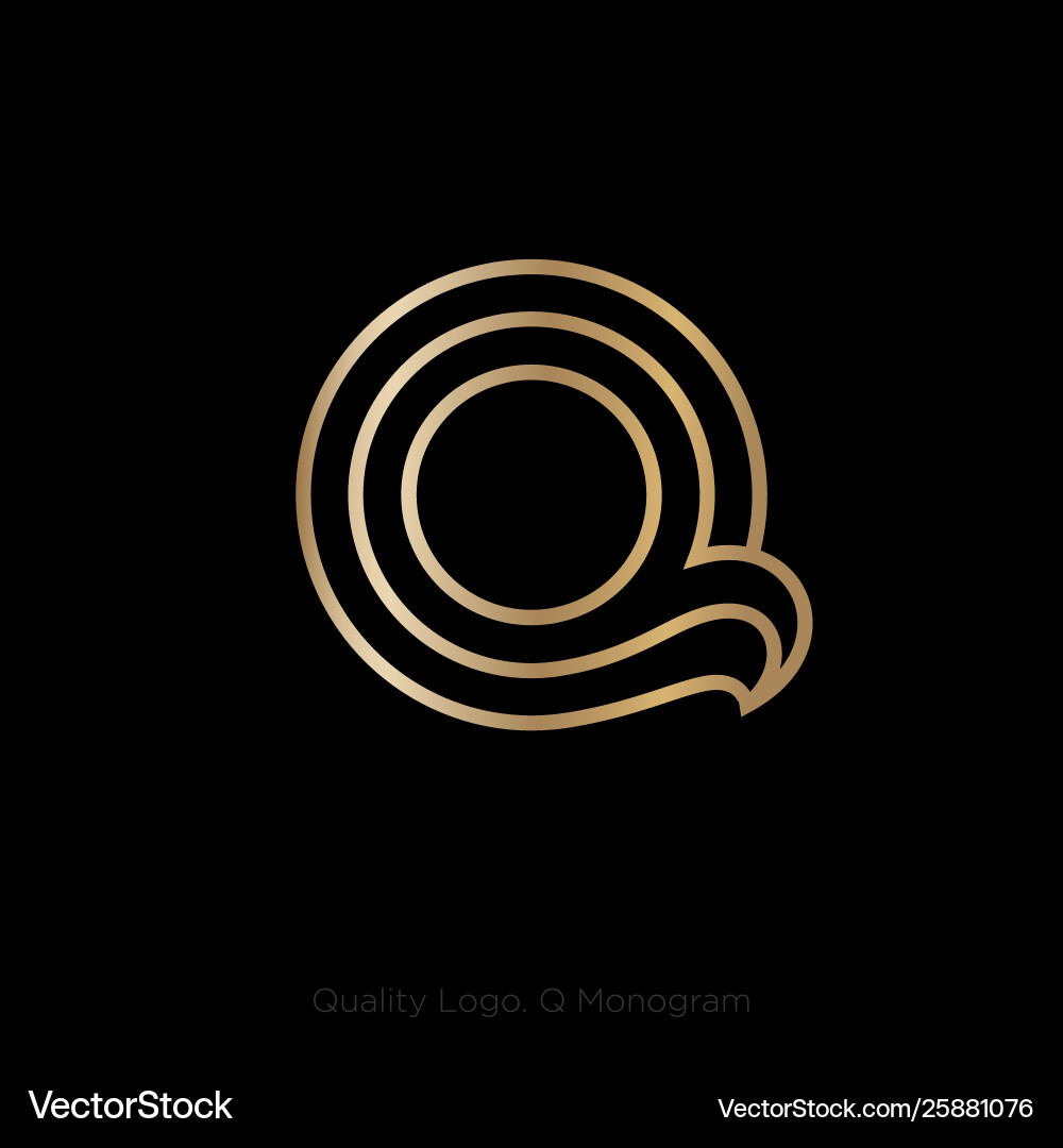 Monogram q linear gold thin lines web ui icon vector image