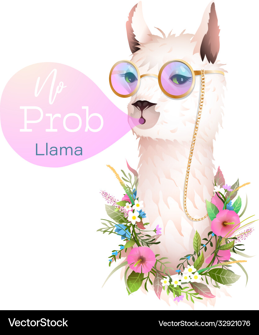 No problem lama cool t shirt design with quote No problem lama cool t shirt design with quote vector image