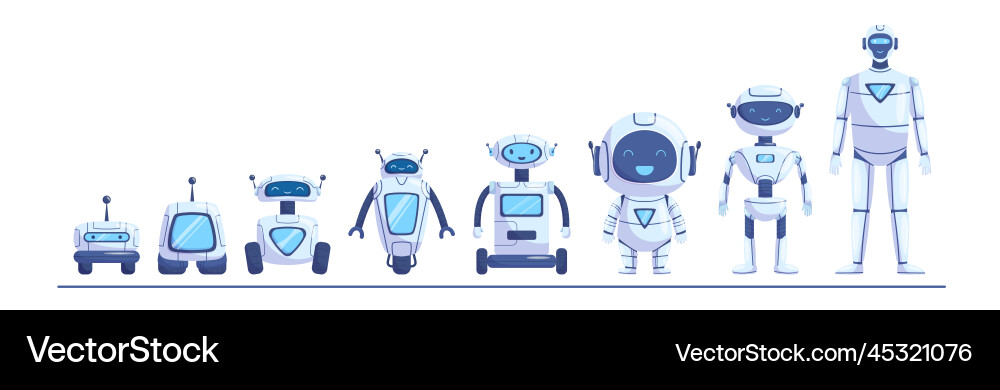 Robots evolution ai android engineering progress Robots evolution ai android engineering progress vector image