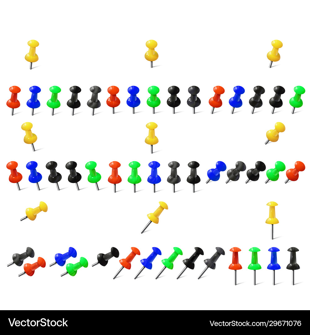 Set realistic push pins in different colors Set realistic push pins in different colors vector image