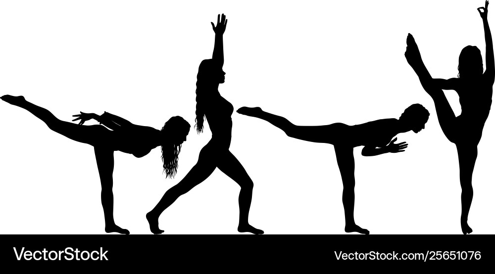 Set silhouette girl on yoga class in pose Set silhouette girl on yoga class in pose vector image