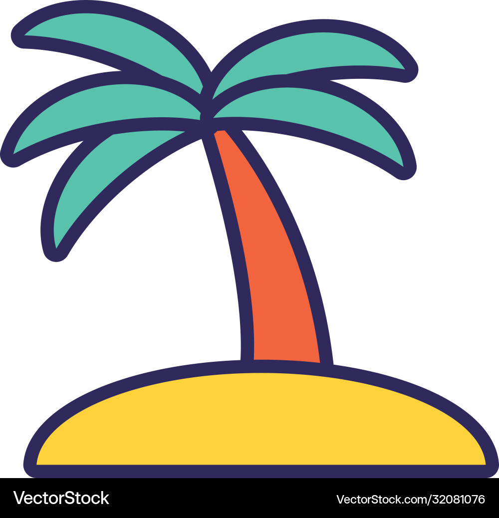 Tree palms summer line and fill style icon Vector Image