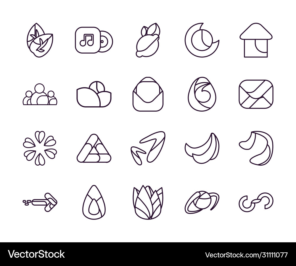 Abstract shapes line style icon set design Abstract shapes line style icon set design vector image