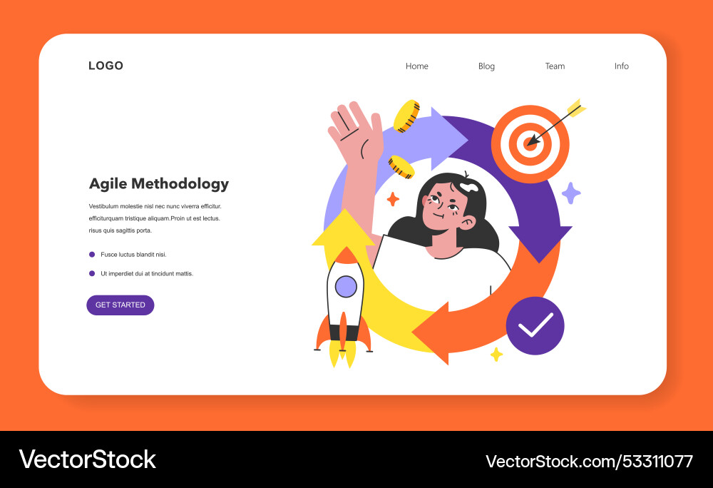 Agile methodology web banner or landing page Vector Image