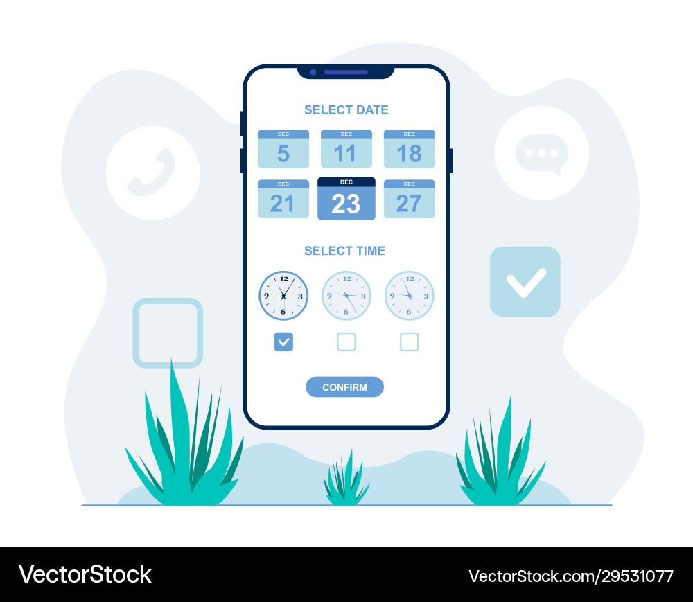 Appointment Scheduling App - Time & Date Selection vector image