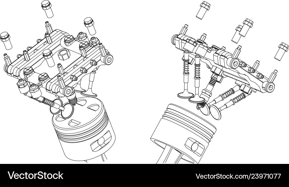 Candle valve and piston on a white Vector Image