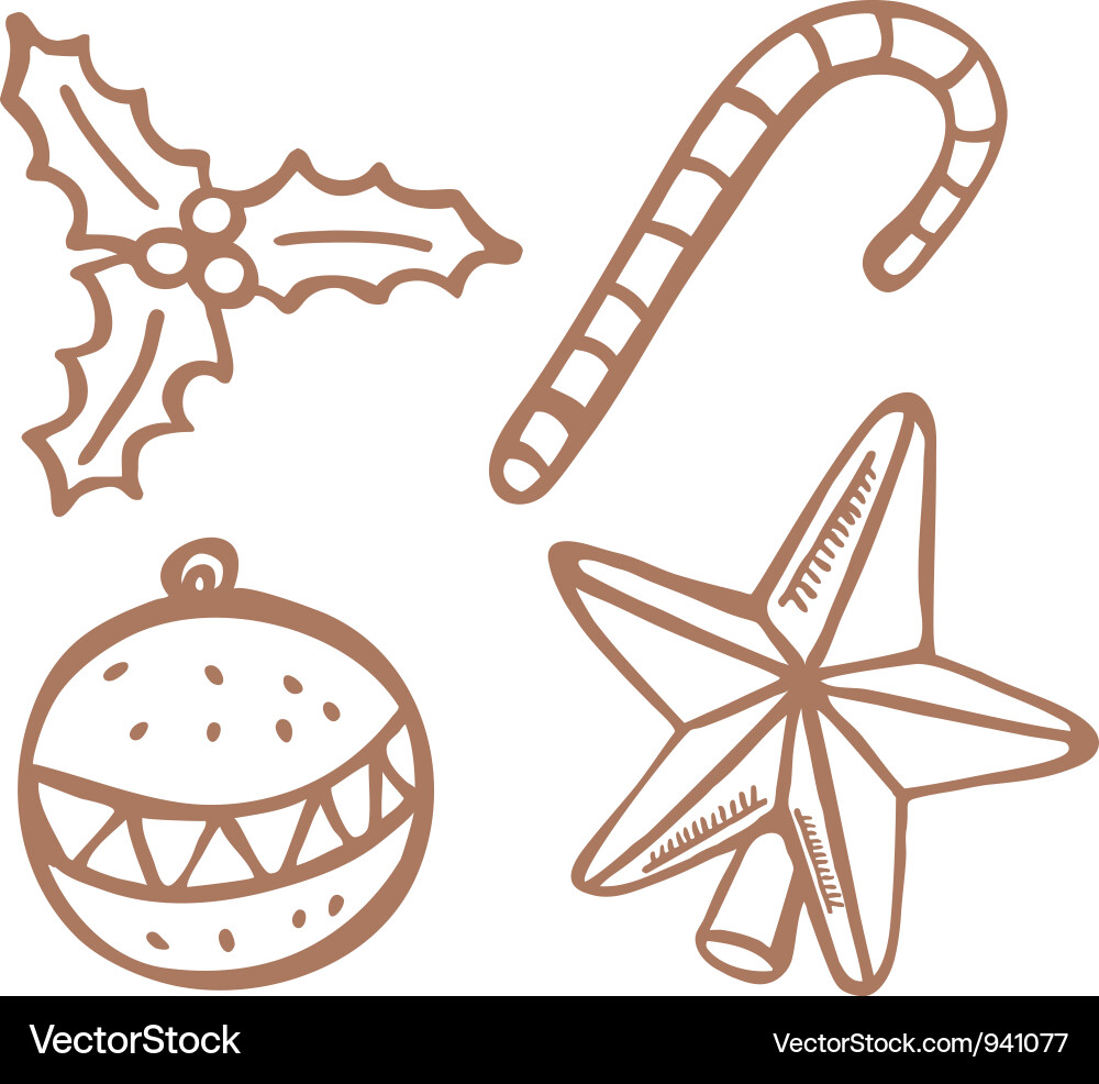 Christmas Doodle Festive Icons Vector Image