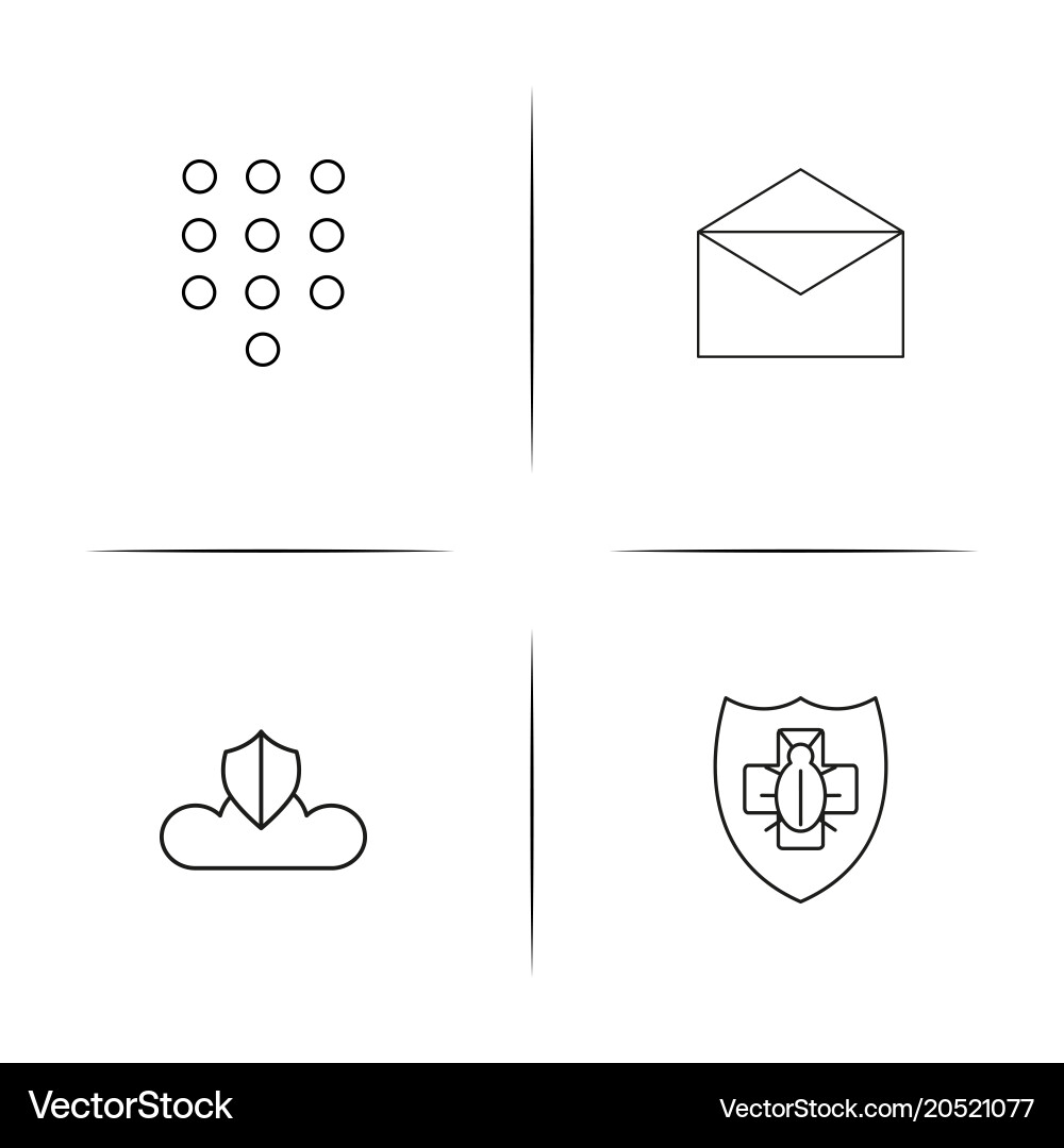 Cyber security simple linear icons set outlined vector image