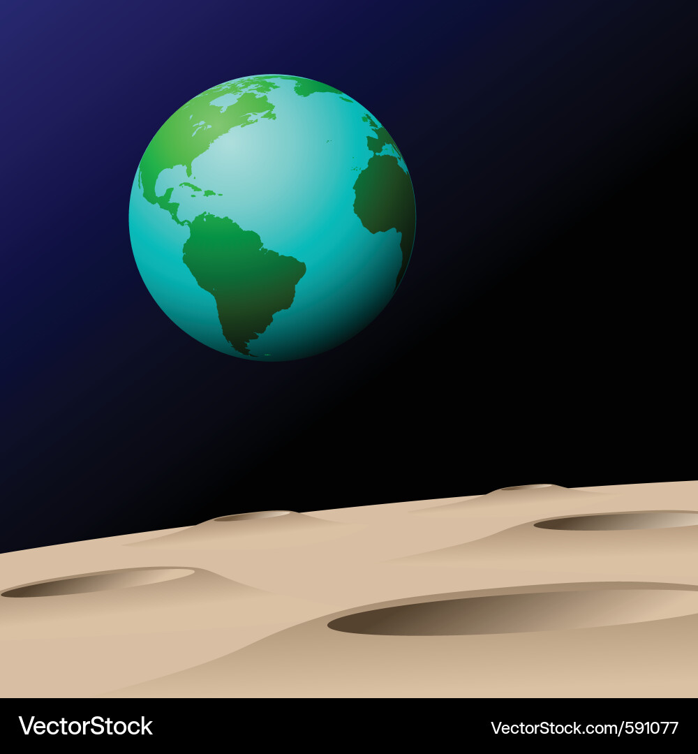 Earthrise over Lunar Terrain vector image