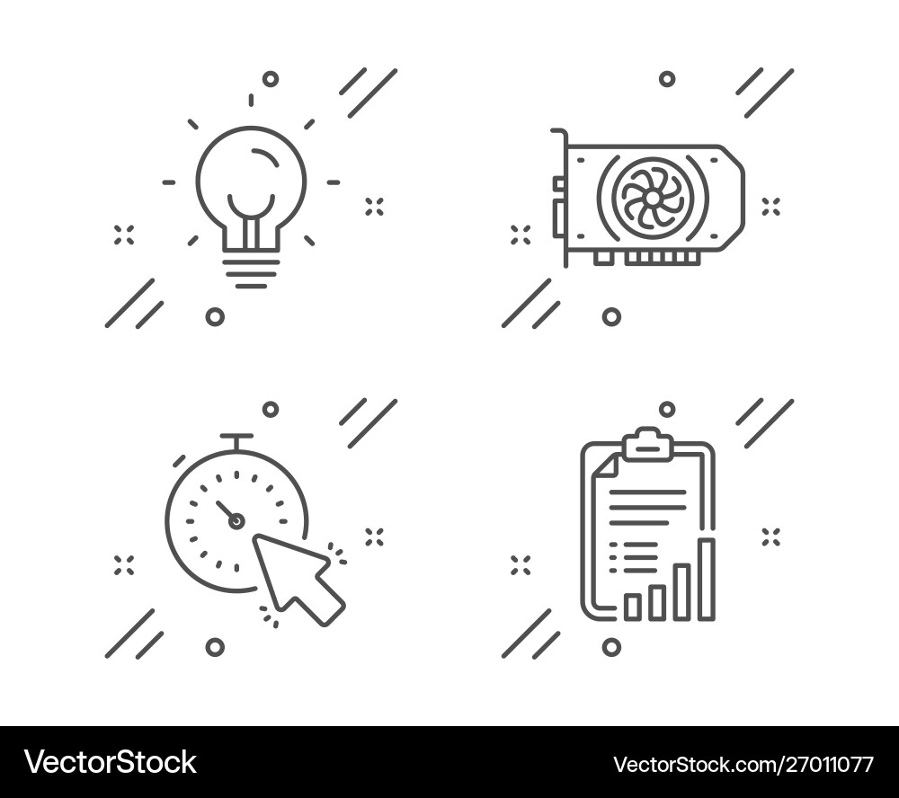 Energy timer and gpu icons set checklist sign Vector Image