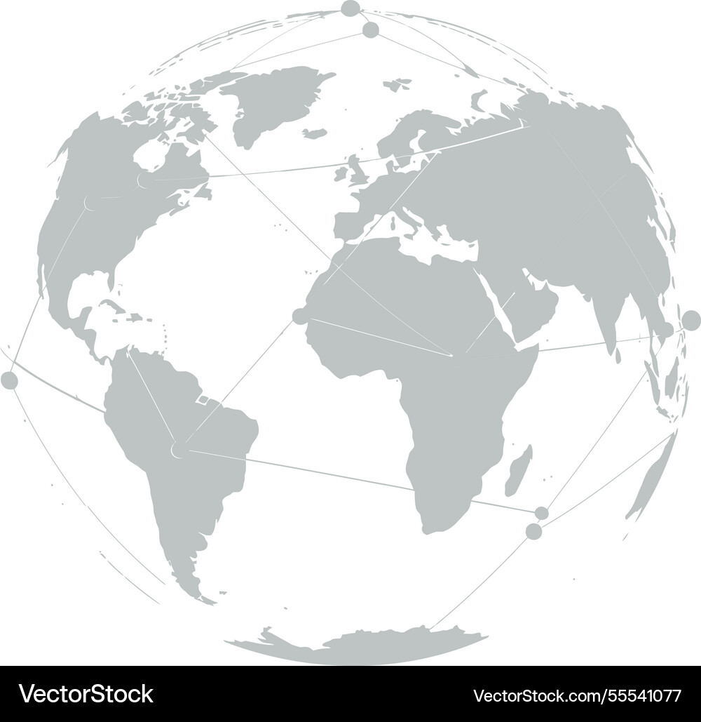Globe showing connection lines in flat art Globe showing connection lines in flat art Vector Image