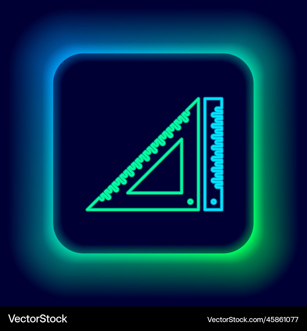 Glowing neon line triangular ruler icon isolated Glowing neon line triangular ruler icon isolated vector image