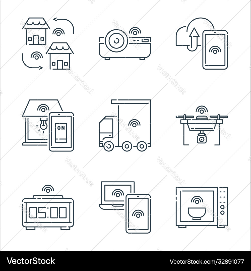 Internet things line icons linear set quality Internet things line icons linear set quality vector image