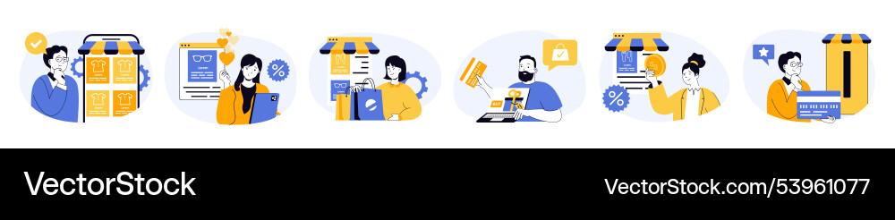 Mobile commerce concept set with characters Mobile commerce concept set with characters vector image