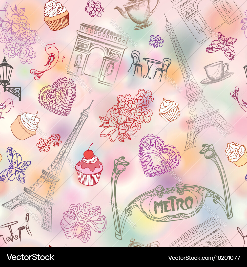 Paris Seamless Pattern - Eiffel Tower vector image