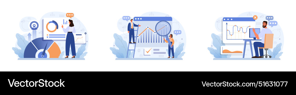 Progress set work optimization and efficiency Progress set work optimization and efficiency vector image