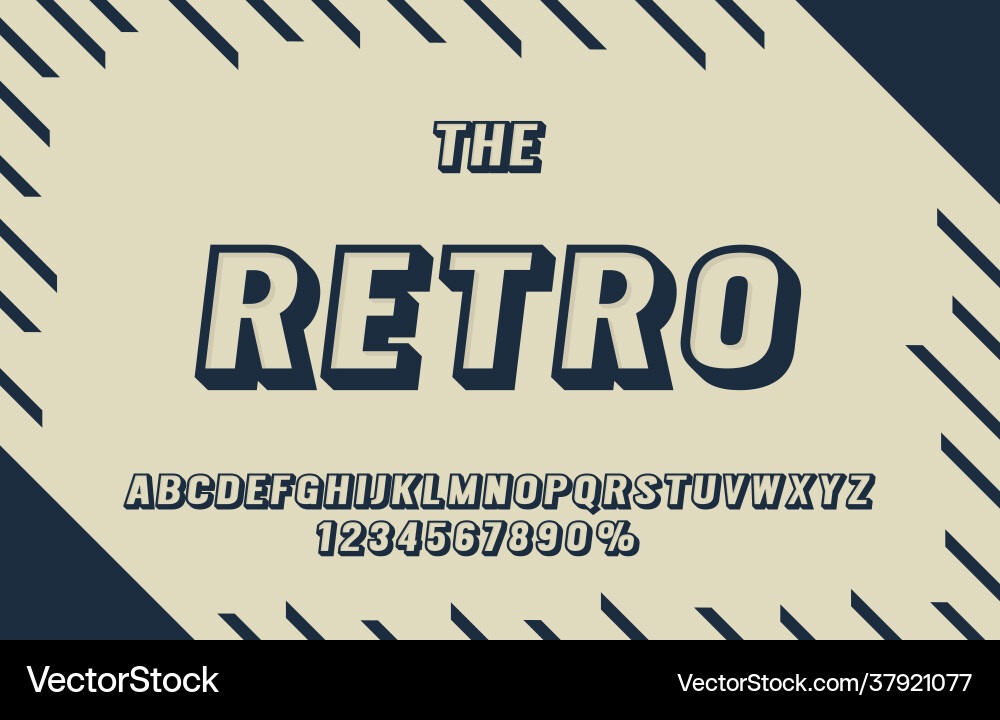 Retro font set collection letters and numbers Retro font set collection letters and numbers vector image
