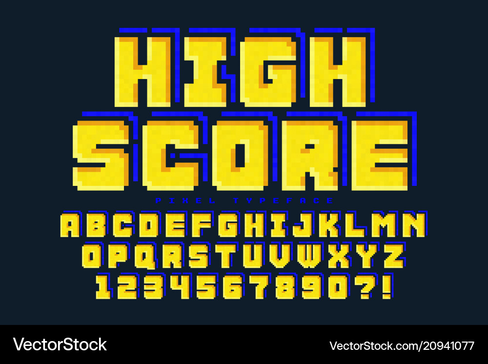 Retro Pixel Font - 8-bit Game Style vector image