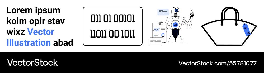 Robotic ai Analyse Binärcode mit moderner Technologie Robotic ai Analyse Binärcode mit moderner Technologie vektorbild