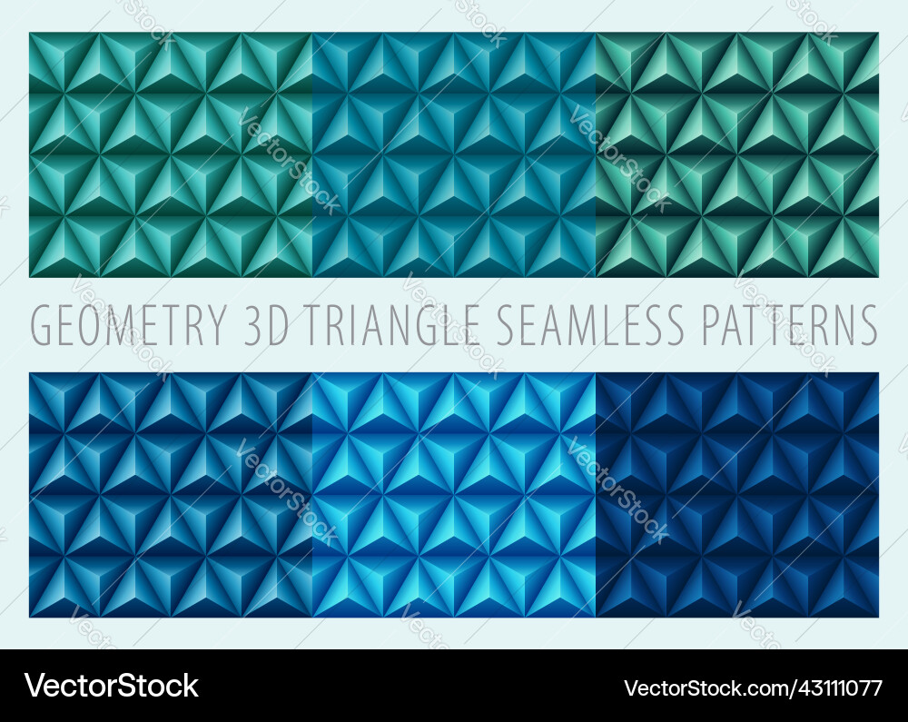Seamless patterns 3d triangle sea color Seamless patterns 3d triangle sea color vector image