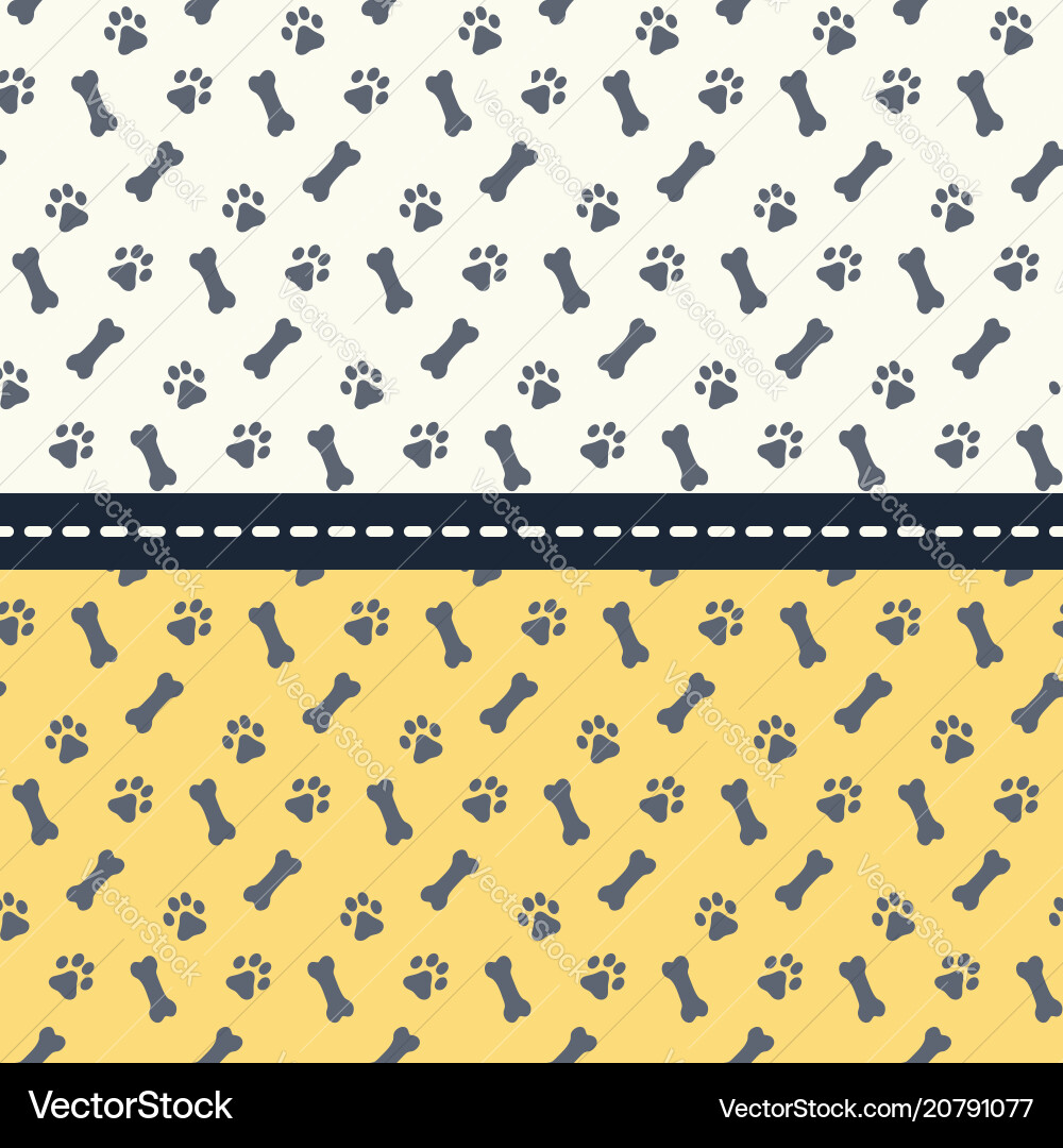 Set of seamless patterns with paws and bones Set of seamless patterns with paws and bones vector image