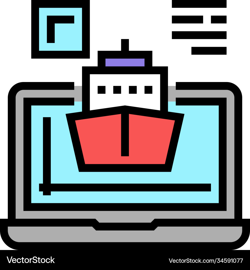 Ship modeling computer program color icon vector image