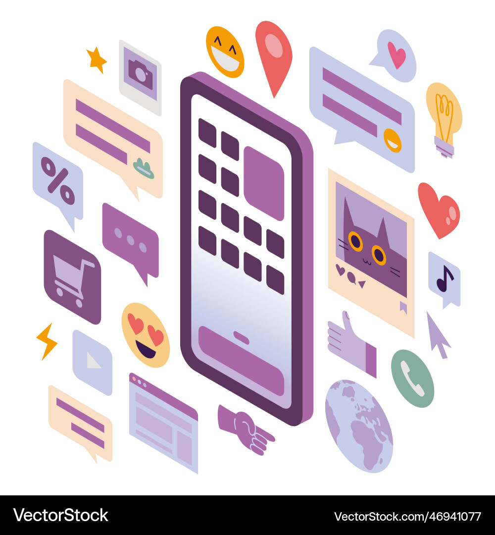 Smartphone screen with application menu Smartphone screen with application menu vector image