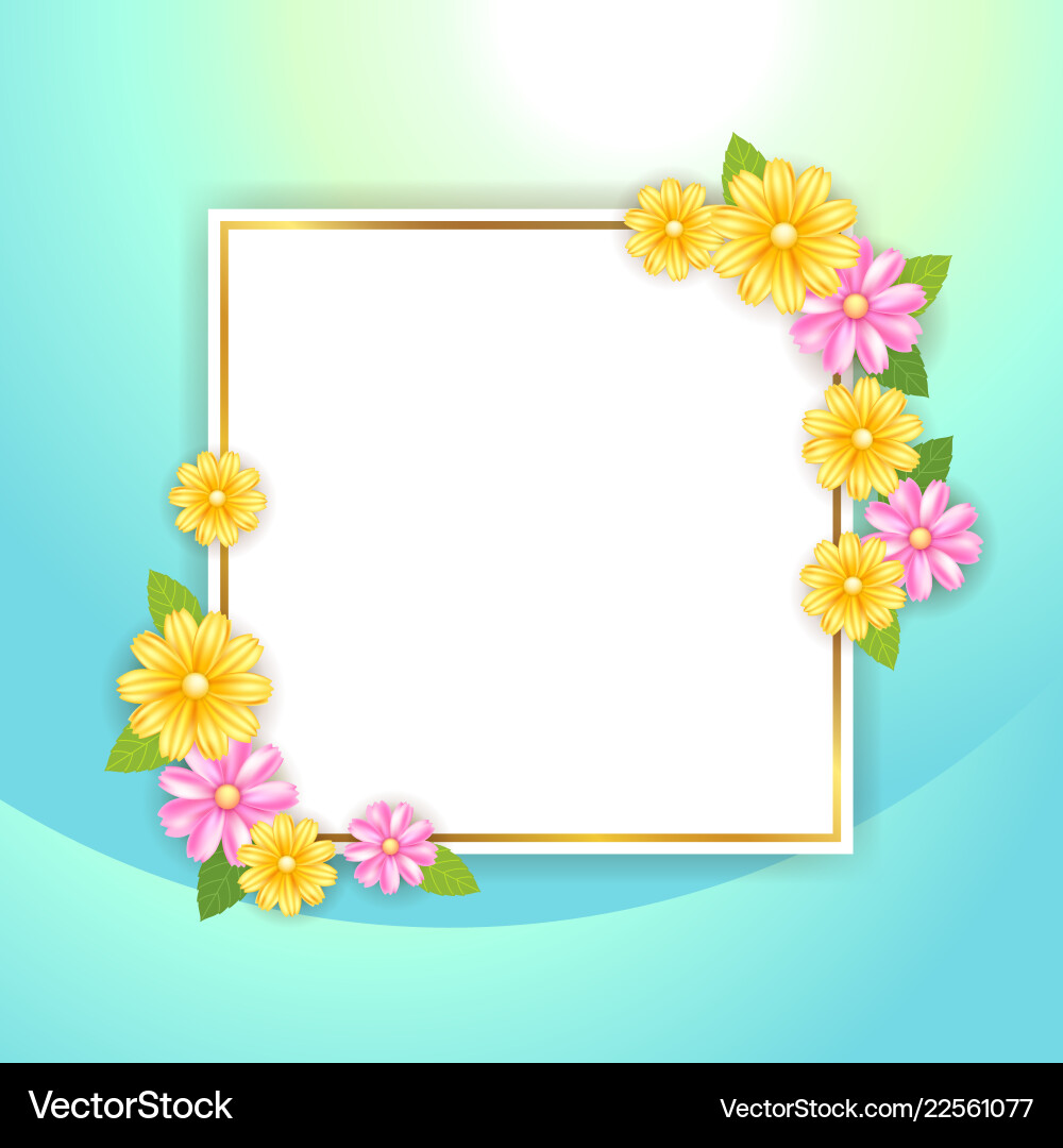 Spring banner background with flower frame vector image