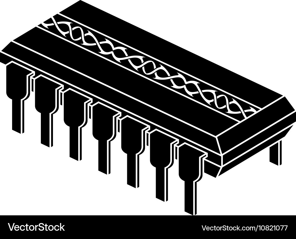 Stencil of chip with pattern vector image