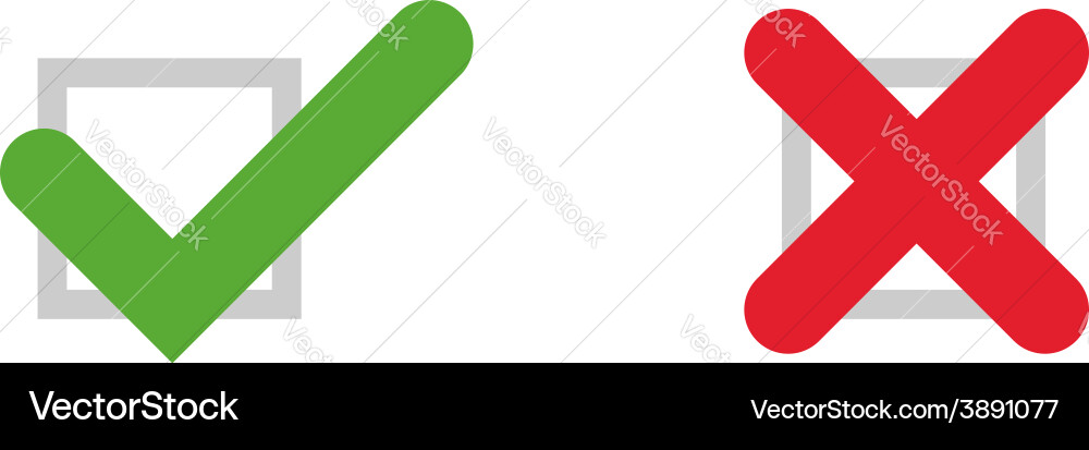 Tick and Cross Icons - Checkmarks and X Marks vector image