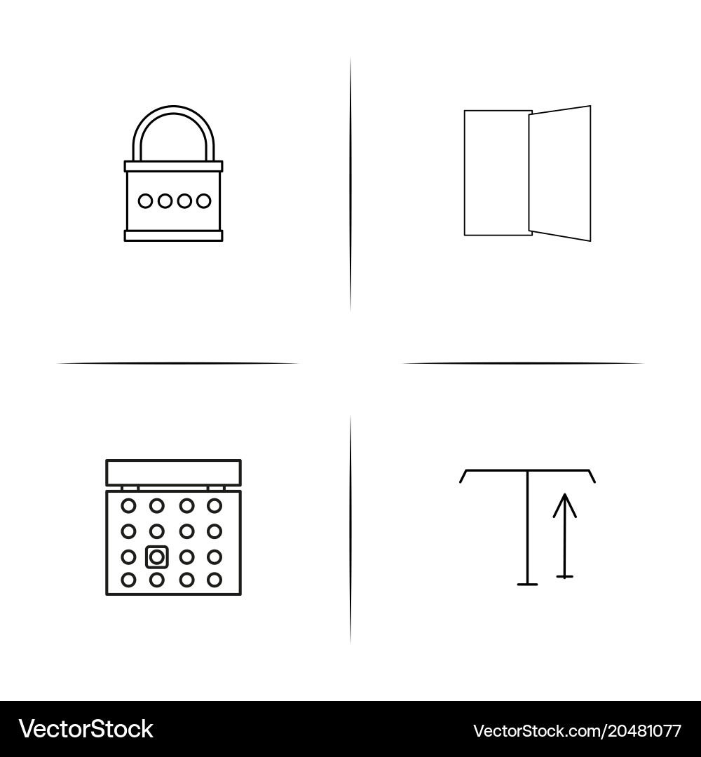 User interface simple linear icons set outlined vector image